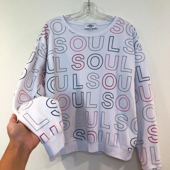 soulcycle Tops - Soulcycle White Graphic Colorful Sweatshirt Medium